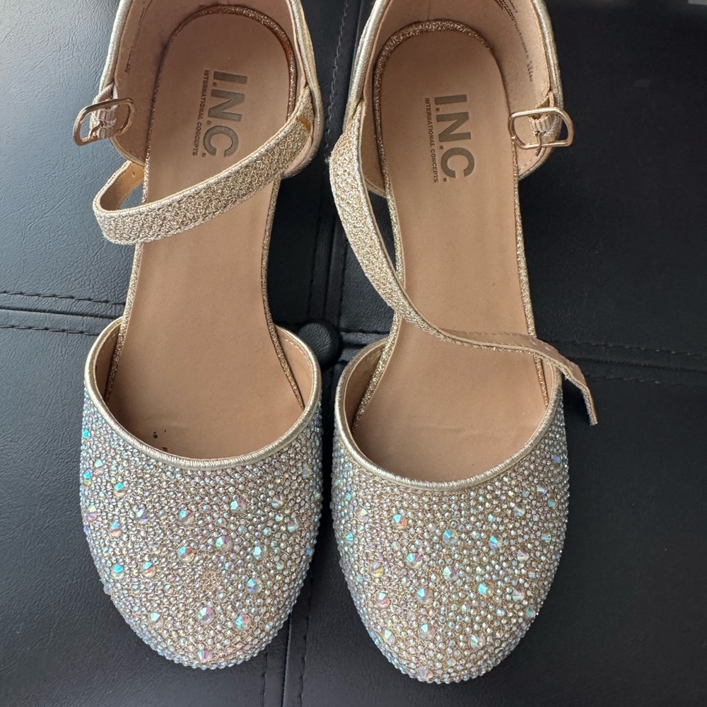 INC International Concepts Kids Sparkling Beige Flats